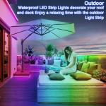 zoegi 100 feet 2 Strips Outdoor LED Strip Lights Waterproof,Music Sync RGB IP68 Outside Led Light Strips Waterproof with App and Remote,Exterior Led Rope Lights for Deck,Balcony,Roof,Garden,Pool