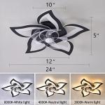 Dalouguan Ceiling Fan with Lights Remote Control, 24" Black, 6 Speeds 3 Light Color Low Profile Flush Mount Ceiling Fan for Kitchen Bedroom