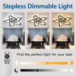 Dalouguan Ceiling Fan with Lights Remote Control, 24" Black, 6 Speeds 3 Light Color Low Profile Flush Mount Ceiling Fan for Kitchen Bedroom