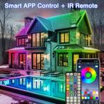 zoegi 100 feet 2 Strips Outdoor LED Strip Lights Waterproof,Music Sync RGB IP68 Outside Led Light Strips Waterproof with App and Remote,Exterior Led Rope Lights for Deck,Balcony,Roof,Garden,Pool