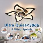 Dalouguan Ceiling Fan with Lights Remote Control, 24" Black, 6 Speeds 3 Light Color Low Profile Flush Mount Ceiling Fan for Kitchen Bedroom