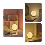3D Moon Lamp Bedside Table Lamp USB Rechargeable Night Lights with Stand Dimmable LED Desk Light For Living Room Bedroom Decor