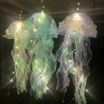 Jellyfish Bedroom Light Lamp Button Battery Hanging Ceiling Lantern Realistic with Ribbon&Bead for Children Bedroom