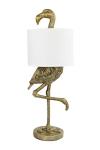 Creative Co-Op Resin Flamingo Table Lamp with Linen Shade, Gold Finish, 32"