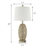 27” Natural Rattan Table Lamps Set of 2,Touch Switch,3-Way Dimmable Bedside Lamps, with A+C USB Charging Ports,Oatmeal Lampshade,Farmhouse Table Lamp for Bedroom, Living Room(2 Bulbs Included)