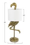 Creative Co-Op Resin Flamingo Table Lamp with Linen Shade, Gold Finish, 32"