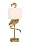 Creative Co-Op Resin Flamingo Table Lamp with Linen Shade, Gold Finish, 32"