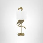 Creative Co-Op Resin Flamingo Table Lamp with Linen Shade, Gold Finish, 32"
