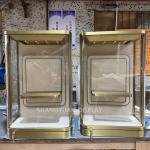 High-end Custom Metal Stainless Steel Wall Mounted Cabinet Curved Glass Jewelry Display Cabinet with Light Emitting Diode