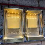 High-end Custom Metal Stainless Steel Wall Mounted Cabinet Curved Glass Jewelry Display Cabinet with Light Emitting Diode