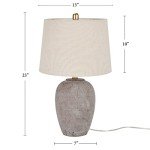 Nourison 23" Rustic Brown (Gray Undertones) Ceramic Pot Table Lamp for Bedroom, Living Room, Dining Office, Beige Shade