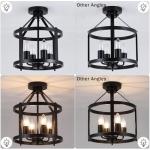 Black Flush Mount Ceiling Light Fixture, 4-Light Farmhouse Semi Flush Mount Ceiling Light, Industrial Metal Chandelier Ceiling Lamp for Dining Room Hallway Entryway Kitchen, E26 Socket