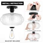 OYKYOHEI Semi Flush Mount Ceiling Light, Upgraded Larger Black Glass Ceiling Light Fixture, Vintage Lighting for Hallway Kitchen Bedroom Dining Room, Bulb Not Included