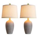 AIEAMPDO 21'' Set of 2 Farmhouse Ceramic Table Lamps for Living Room Bedroom, Nightstand Rustic Brown Desk Lamp for Bedside End Table Entryway, 2 LED Bulbs Included