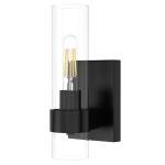 Zevluck 1-Light Wall Sconce, Matte Black Bathroom Vanity Light with Cylinder Clear Glass, Modern Hardwired Vanity Wall Lamps for Bathroom, Bedroom, Living Room, Stairs, Hallway