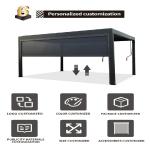 Custom-Made Outdoor Gazebo Pergola with LED Lighting, Sliding Screen Wall, and Motorized Roof System – Perfect for Poolside Ret