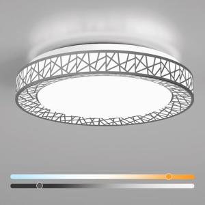 Lightania 18 Inch Flush Mount Ceiling Light, Modern Brushed Nickel LED Ceiling Light Fixture, 35W 3500LM 2700-6500K Adjustable, Dimmable Ceiling Lights for Bedroom, Kitchen, Hallway, Bathroom, ETL