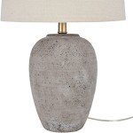 Nourison 23" Rustic Brown (Gray Undertones) Ceramic Pot Table Lamp for Bedroom, Living Room, Dining Office, Beige Shade