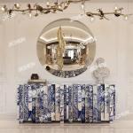 JCC Italian light luxury dining side cabinet creative home painted locker villa against the wall into the home solid wood cabine