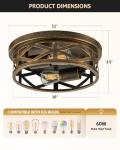 VONLUCE Flush Mount Ceiling Lights, 2-Light Hallway Ceiling Lighting Fixtures, 11 inch Farmhouse Metal Cage Ceiling Lights for Entryway Kitchen, Adjustable Lamp Holders, ETL, 2 pcs, Oil-Rubbed Bronze
