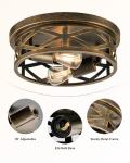 VONLUCE Flush Mount Ceiling Lights, 2-Light Hallway Ceiling Lighting Fixtures, 11 inch Farmhouse Metal Cage Ceiling Lights for Entryway Kitchen, Adjustable Lamp Holders, ETL, 2 pcs, Oil-Rubbed Bronze