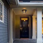 Flush Mount Ceiling Light Fixture Black, 2-Light Modern Farmhouse Porch Light Ceiling Mount for Outdoor, Indoor Flush Mount Lights Fixture for Hallway Foyer Kitchen Bathroom with Seeded Glass