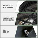 Flush Mount Ceiling Light Fixture Black, 2-Light Modern Farmhouse Porch Light Ceiling Mount for Outdoor, Indoor Flush Mount Lights Fixture for Hallway Foyer Kitchen Bathroom with Seeded Glass