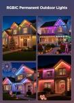 SmartDawn Permanent Outdoor Lights, 100FT 64 Bulbs RGBIC LED Outdoor String Lights, DIY Scene Mode, IP68 Waterproof Christmas Lights for Daily Decor, House Roof, Holiday Decorations, Outside