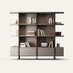 Bogu shelf high-end living room stainless steel floor-to-ceiling bookshelf modern tea room designer light luxury bookcase