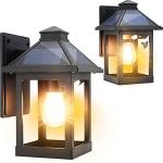 CYHKEE 2 Pack Solar Wall Lanterns Outdoor with 3 Modes, Dusk to Dawn Motion Sensor LED Sconce Lights IP65 Waterproof, Exterior Front Porch Security Lamps Wall Mount Patio Fence Garage Decorative