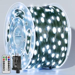 BrightChristmas Christmas Lights 1200 LED 394 FT, Waterproof Outdoor String Lights with Remote and Timer, Christmas Tree Lights with 8 Modes Dimmable, Fairy Lights for Holiday Decor (Cool White)