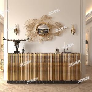 Italian light luxury dining side cabinet high-end villa home creative design stainless steel symphony wall storage cabinet