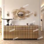 Italian light luxury dining side cabinet high-end villa home creative design stainless steel symphony wall storage cabinet