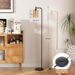 Ziisee Floor Lamps for Living Room - Standing Lamp with Amber Glass Shade, Modern Floor Lamp with LED Bulbs, Industrial Floor Lamp for Bedroom, Black Tall Lamp for Office(Light Bulb Included)