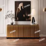Italian light luxury dining side cabinet high-end villa home creative design stainless steel symphony wall storage cabinet