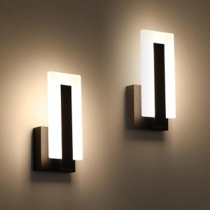 Joosenhouse Modern LED Wall Sconces Up and Down Wall Mount Light Black 3000K Warm White Wall Lights Set of 2, Indoor Wall Lighting for Hallways, Bedrooms, Hallways, Living Room Indoor Wall Lights