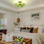 Semi Flush Mount Ceiling Light Green Light Fixtures with Gold Base Vintage Lighting Ceiling Mount Mid Centry Modern Light Fixture for Kitchen Bedroom Hallway Entryway (3-Light, Bulb Not Included)