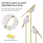 Gold Floor Lamp for Living Room With Shelves - Modern Mid Century Standing Light With 3 Adjustable LED Bird Lights, Corner Tall Lamp With Table, Brass Stand for Bedroom Kids Room