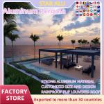 Bioclimatic gazebo custom stitching large size electric manual terrace restaurant outdoor party pergola LED RGB light fan light