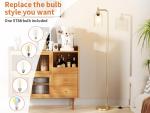 Ziisee Floor Lamps for Living Room - Industrial Standing Lamp with Glass Shade, Modern Gold Floor Lamp with LED Bulbs, Farmhouse Floor Lamp for Bedroom, Tall Lamp for Office - Gold