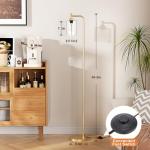 Ziisee Floor Lamps for Living Room - Industrial Standing Lamp with Glass Shade, Modern Gold Floor Lamp with LED Bulbs, Farmhouse Floor Lamp for Bedroom, Tall Lamp for Office - Gold