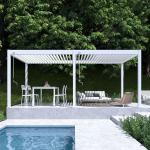 Bioclimatic gazebo custom stitching large size electric manual terrace restaurant outdoor party pergola LED RGB light fan light