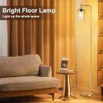 Ziisee Floor Lamps for Living Room - Industrial Standing Lamp with Glass Shade, Modern Gold Floor Lamp with LED Bulbs, Farmhouse Floor Lamp for Bedroom, Tall Lamp for Office - Gold