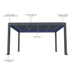 Bioclimatic gazebo custom stitching large size electric manual terrace restaurant outdoor party pergola LED RGB light fan light