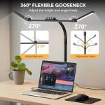 Galnolt LED Desk Lamp for Home Office with Base, 28.2" Adjustable Gooseneck Swing Arm Ultra Bright Desk Light, Dimmable Architect Table lamp for Desktop Computer Light, Reading, Study, Workbench