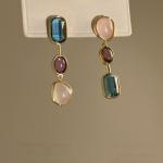 Asymmetric Colorful Resin Earrings for Women Retro Contrast Geometric Dangle Earrings Korean Jewelry High Quality Wholesale