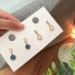 Korean Round Square Enamel Pendant Earring New Temperament Simple Contrast Color Earrings Lovely Jewelry Wholesale Gift