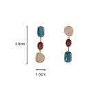 Asymmetric Colorful Resin Earrings for Women Retro Contrast Geometric Dangle Earrings Korean Jewelry High Quality Wholesale