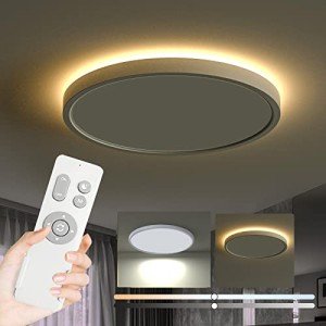 Roomratv Flush Mount Ceiling Light Fixture with Remote Control, Nightlight Warm 3000K, Hardwired 12inch 28W Round, 3000K-6500K Light Color Changeable, Brightness Adjustable