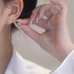 Korean Geometric Long Tassel Drop Earring For Women Shiny Zircon Flower Leaf Cute Rabbit Pendant Earrings Girl Ear Line Jewelry